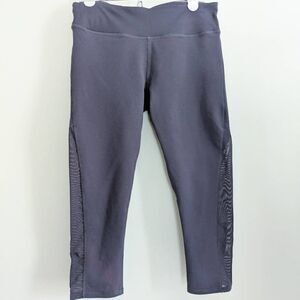 Fabletics Cropped Gray Mesh Panel Leggings